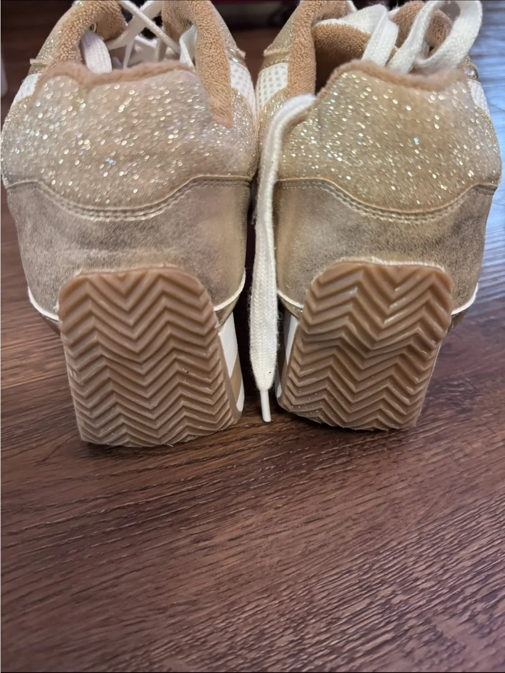 Volatile Gold and White Platform Sneakers